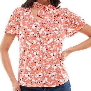 Adrienne Vittadini lace tie neck crepe top size small; brand new with tags (NWT)